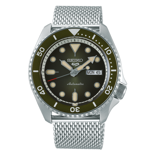 Seiko 5 Sports Suits Style Stainless Steel / Green / Mesh